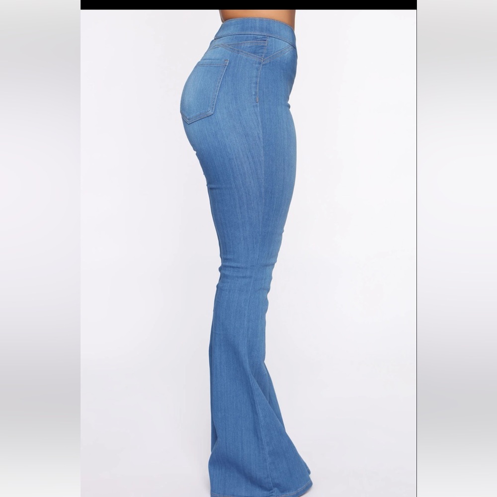 All The Right Moves Flare Jeans- Medium Blue Wash - Picture 5 of 7